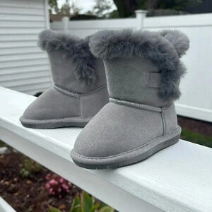 BEARPAW Betsy Gray Fog suede boot, wool blend, sheepskin,rain/stain repellent-11